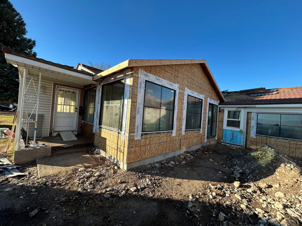 Residential framing work during a home remodel project