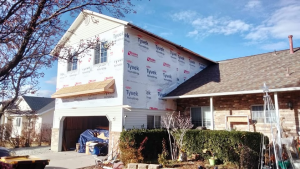 Residential framing work during a professional home remodel
